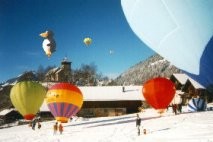 Modell balloons over Chateau d'Oex (Switzerland)